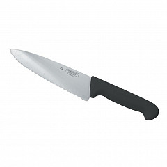 Нож поварской P.L. Proff Cuisine PRO-Line 20 см, черная пластиковая ручка, волнистое лезвие в Екатеринбурге фото