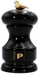 Мельница для перца Bisetti 11 см, бук лакированный, цвет черный, с птичкой Bird (BIS01.00320P.321) в Екатеринбурге, фото