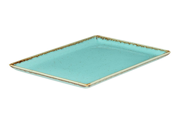 Блюдо прямоугольное Porland 18х13 см фарфор цвет бирюзовый Seasons (358819) фото