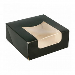Коробка для суши/макарон Garcia de Pou с окном 10*10*4 см, чёрный, 50 шт/уп, бумага в Екатеринбурге фото