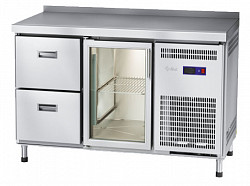 Холодильный стол Abat СХС-60-01 неохлаждаемая столешница с бортом (дверь-стекло, ящики 1/2) в Екатеринбурге, фото