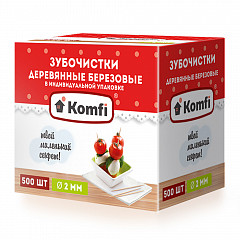 Зубочистки Komfi 500 шт в индивидуальной упаковке мятные [6925] в Москве , фото 1