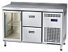 Холодильный стол Abat СХС-60-01 неохлаждаемая столешница с бортом (ящики 1/2, дверь-стекло) фото