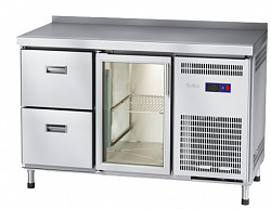 Холодильный стол Abat СХС-60-01-СО охлаждаемая столешница с бортом (дверь-стекло, ящики 1/2) в Екатеринбурге, фото
