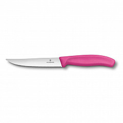 Нож для стейка и пиццы Victorinox розовая ручка, волнистое лезвие, 12 см в Екатеринбурге фото