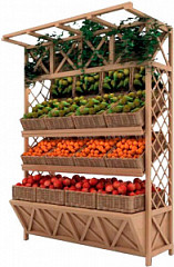 Стеллаж для овощей деревянный под корзины Евромаркет 2230х1360х700 в Екатеринбурге, фото