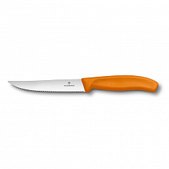 Нож для стейка и пиццы Victorinox оранжевая ручка, волнистое лезвие, 12 см в Екатеринбурге фото