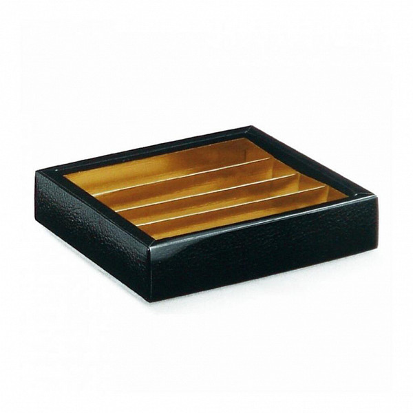 Коробка для шоколада Garcia de Pou с крышкой и разделителями, 14,5*14,5*3,5 см, черная, картон фото