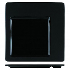 Тарелка квадратная P.L. Proff Cuisine 30,7*30,7 см смещенное дно черная фарфор 81200058 в Екатеринбурге фото