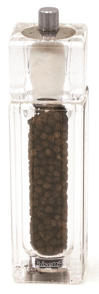 Мельница для перца с солонкой Bisetti h 16 см, акрил, прозрачная, BRESCIA (828) фото