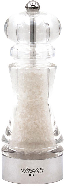 Мельница для соли Bisetti h 17,5 см, акрил, прозрачная, PERUGIA (851S) фото