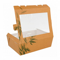 Контейнер картонный для салата с окном Garcia de Pou 1 л, 12*17*5,5 см, 25 шт/уп в Екатеринбурге фото