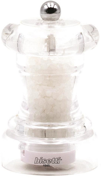 Мельница для соли Bisetti h 10 см, акрил, прозрачная, PERUGIA (822S) фото