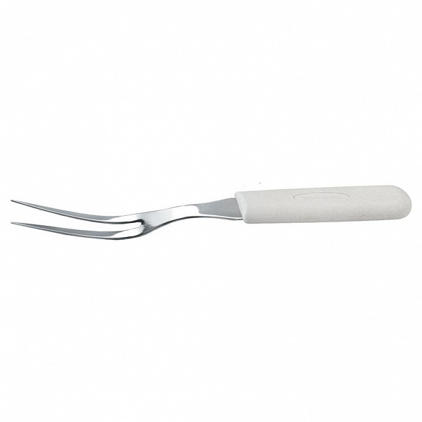 Вилка для мяса P.L. Proff Cuisine PRO-Line белая 20 см, металлическая с пластиковой ручкой фото