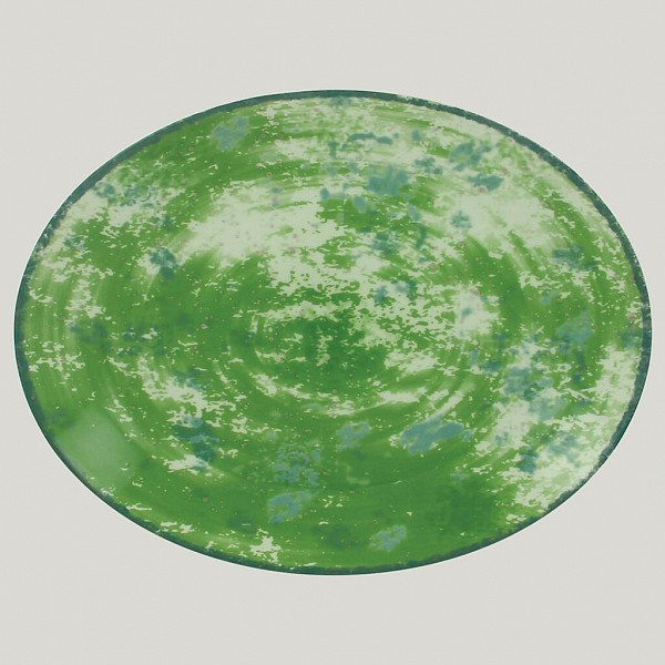 Тарелка овальная плоская RAK Porcelain Peppery 26*19 см, зеленый цвет фото