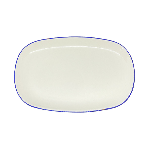 Блюдо прямоугольное Petye Retro 26,5х17 см, белое с синим кантом ALA-RCT-170X265-RTR-WHTBLU фото