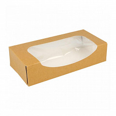 Коробка для суши/макарон Garcia de Pou с окном 20*9*4,5 см, натуральный, 50 шт/уп, бумага в Екатеринбурге, фото