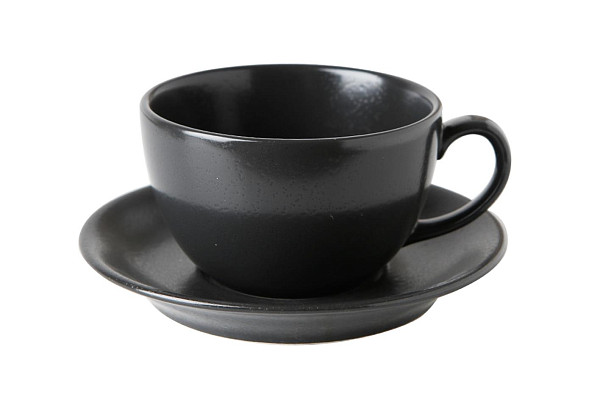Чашка чайная Porland 340 мл фарфор цвет черный Seasons (322134) фото