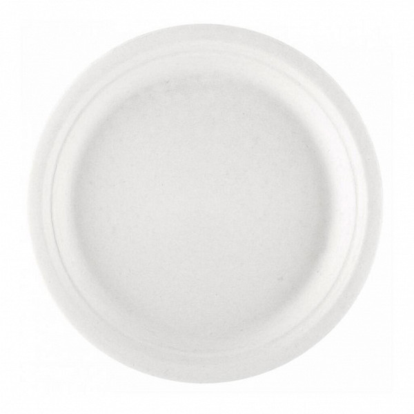 Тарелка одноразовая Garcia de Pou Bionic 23*2 см, белая, 50 шт, сахарный тростник фото