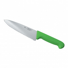 Нож поварской P.L. Proff Cuisine PRO-Line 20 см, зеленая пластиковая ручка, волнистое лезвие в Екатеринбурге фото