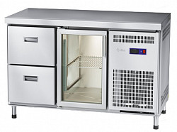 Холодильный стол Abat СХС-70-01 неохлаждаемая столешница без борта (дверь-стекло, ящики 1/2) в Екатеринбурге, фото