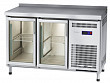 Холодильный стол Abat СХС-60-01 неохлаждаемая столешница с бортом (дверь-стекло, дверь-стекло)