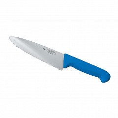 Нож поварской P.L. Proff Cuisine PRO-Line 20 см, синяя пластиковая ручка, волнистое лезвие в Екатеринбурге фото