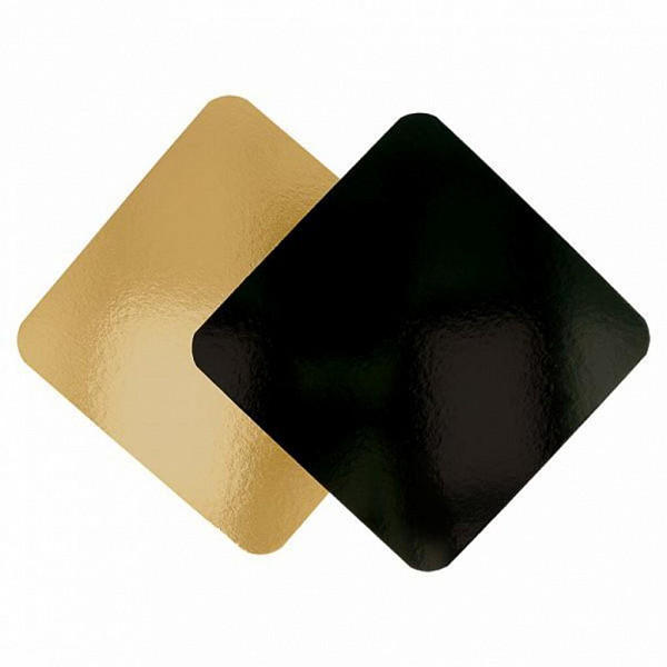 Подложка кондитерская Garcia de Pou двусторонняя 20*20 см, золотая/черная, картон, 50 шт фото