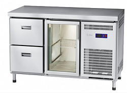Холодильный стол Abat СХС-60-01 неохлаждаемая столешница без борта (дверь-стекло, ящики 1/2) в Екатеринбурге, фото