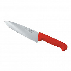 Нож поварской P.L. Proff Cuisine PRO-Line 20 см, красная пластиковая ручка, волнистое лезвие в Екатеринбурге фото