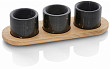 Подставка деревянная с 3 черными мраморными чашками WMF 53.0129.0340 30cm Ø7,6cm