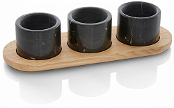 Подставка деревянная с 3 черными мраморными чашками WMF 53.0129.0340 30cm Ø7,6cm в Екатеринбурге фото