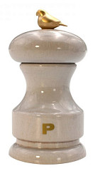 Мельница для соли Bisetti 11 см, бук лакированный, цвет белый, с птичкой Bird (BIS01.00320S.320) в Екатеринбурге, фото