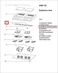 Плата электронная #3 (новая) для пульта управления для плиты индукционной Eksi для мод.IPMT 7D в Екатеринбурге фото