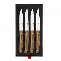Набор ножей для стейка Icel 4 предмета, ручки из оливы с латунными заклепками 43700.ST06000.004 в Екатеринбурге, фото