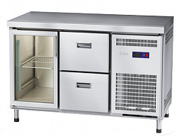 Холодильный стол Abat СХС-60-01-СО охлаждаемая столешница без борта (ящики 1/2, дверь-стекло) в Екатеринбурге, фото