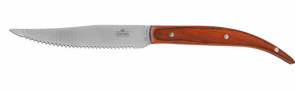 Нож для стейка Luxstahl 235 мм с зубцами коричневая ручка фото